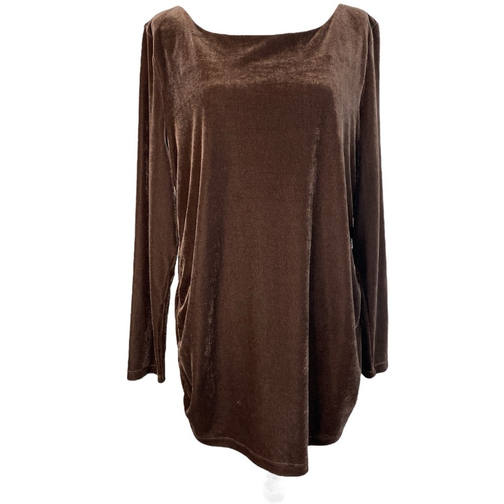 Soft Surroundings Velvet Top Ruched Sides‎ Chocolate Brown Size XL